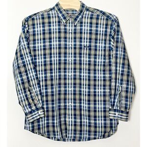 Vintage Chaps Ralph Lauren Button Down Shirt Men's XXL Blue 90s Preppy Plaid
